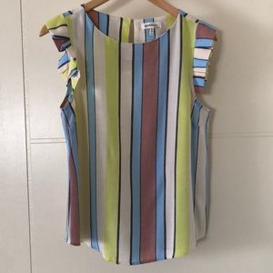 Stripe cap Sleeve Blouse